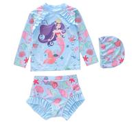 Costume da Bagno Mare Bambina, Costume da Bagno a Tre Pezzi per Bambine con Divertenti Personaggi dei Cartoni Animati Ideale per Piscina e Spiaggia