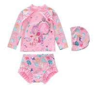 Costume da Bagno Mare Bambina, Costume da Bagno a Tre Pezzi per Bambine con Divertenti Personaggi dei Cartoni Animati Ideale per Piscina e Spiaggia