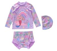 Costume da Bagno Mare Bambina, Costume da Bagno a Tre Pezzi per Bambine con Divertenti Personaggi dei Cartoni Animati Ideale per Piscina e Spiaggia