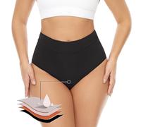 Costume da bagno mestruale da donna, bikini e mutandine impermeabili a prova di perdite - Biancheria intima per il periodo - Vita bassa per adolescenti, Nero , L