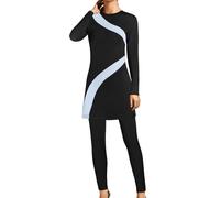 Costume da bagno musulmano da donna - Burkini da donna, taglia grande, 3 pezzi, a maniche lunghe, Burkini islamico, coperta completa e pantaloni con berretto da bagno beachwear