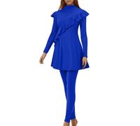 Costume da bagno musulmano da donna Burkini, Set da donna chic ed elegante musulmana, 3 pezzi, a maniche lunghe, set Burkini con copertina completa stampata islamica Hijab staccabile, beachwear Regalo