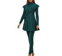 Costume da bagno musulmano da donna Burkini, Set da donna chic ed elegante musulmana, 3 pezzi, a maniche lunghe, set Burkini con copertina completa stampata islamica Hijab staccabile, beachwear Regalo