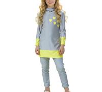 Costume da bagno musulmano per ragazze, modesto Hijab Burkini, 2 pezzi con cappuccio protezione solare UV top e pantaloni rashguard costume da bagno Dubai Medio Oriente surf 0-13 anni
