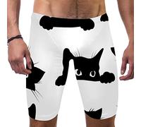 Costume da bagno nero con teste di gatto da uomo di nuotata Jammers Endurance lungo da corsa, Multicolore, XL