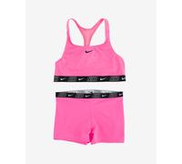 Costume da bagno Nike Swim Logo Tape Racerback rosa nero bambina - M