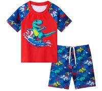 Costume da bagno per bambini composto da due pezzi UPF 50+ UV Proction Rash Guard e Trunk Costume da bagno, Rosso, 4 anni