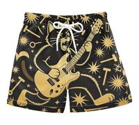 Costume da bagno per bambini da 2 a 12 anni, morbido e confortevole, per spiaggia e piscina, gatto, suonare chitarra, rock star rock, Gatto che suona la chitarra rock star rock and roll, 7 anni