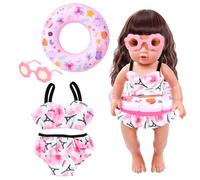 Costume da Bagno per Bambole, 3pcs Set di Nuoto per Bambole, Vestiti Bambola Estate, Adatto per Bambola da 35 a 45 cm, per Divertirsi in Bagno Nelle Calde Giornate Estive (Rosa)