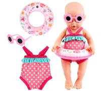 Costume da Bagno per Bambole, Vestiti per Bambole per New Born Baby Doll con Costumi da Bagno, Occhiali da Sole, Anello da Nuoto, Vestiti Bambola Vestiti Bambole Reborn per Bambole 35-45 cm