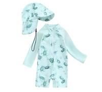 Costume da Bagno per Neonato, Anti-UV, Tuta da Nuoto a Maniche Lunghe e Cappello Bagno Set UPF 5+ Protettivo in Neoprene Solare Muta Surf Swimsuit Spiaggia Mare Piscina, Spiaggia, Immersioni