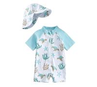 Costume da Bagno per Neonato, Anti-UV, Tuta da Nuoto a Maniche Lunghe e Cappello Bagno Set UPF 5+ Protettivo in Neoprene Solare Muta Surf Swimsuit Spiaggia Mare Piscina, Spiaggia, Immersioni