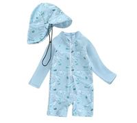 Costume da Bagno per Neonato, Anti-UV, Tuta da Nuoto a Maniche Lunghe e Cappello Bagno Set UPF 5+ Protettivo in Neoprene Solare Muta Surf Swimsuit Spiaggia Mare Piscina, Spiaggia, Immersioni