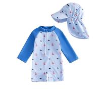 Costume da Bagno per Neonato, Anti-UV, Tuta da Nuoto a Maniche Lunghe e Cappello Bagno Set UPF 5+ Protettivo in Neoprene Solare Muta Surf Swimsuit Spiaggia Mare Piscina, Spiaggia, Immersioni