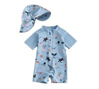 Costume da Bagno per Neonato, Anti-UV, Tuta da Nuoto a Maniche Lunghe e Cappello Bagno Set UPF 5+ Protettivo in Neoprene Solare Muta Surf Swimsuit Spiaggia Mare Piscina, Spiaggia, Immersioni