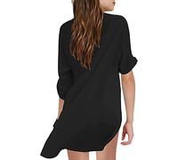 Costume da bagno per telo da spiaggia per camicia in chiffon, bikini, costume da bagno, abito da spiaggia, coperta da nuoto a maniche lunghe ragazze 128 p., Nero , 8-9 Jahre