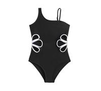 Costume da Bagno Ragazza, Bagno Monospalla per Bambine, per Spiaggia Piscina, Estivo, per Bambini dai 7 ai 12 Anni, alla Moda, con Design Traforato, Tinta Unita (Black, 7-8 Years)