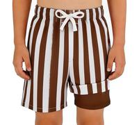 Costume da Bagno Ragazzi Costume da Bagno per Surf sulla Spiaggia con Tasche Coulisse Regolabile Leggeri e Comodi Boardshort con Rete Interna per Nuoto Surf Immersioni (Brown, 5-6Years)