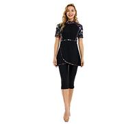 Costume da Bagno Rash Guard Costume da Surf a Maniche Corte Costume da Bagno Modesto da Donna Burkini Costume da Bagno Modesto (S,J1)