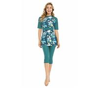 Costume da Bagno Rash Guard Costume da Surf a Maniche Corte Costume da Bagno Modesto da Donna Burkini Costume da Bagno Modesto (XXL,J3)