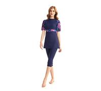 Costume da Bagno Rash Guard Costume da Surf a Maniche Corte Costume da Bagno Modesto da Donna Burkini Costume da Bagno Modesto (L,J5)