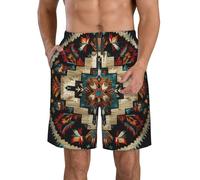 Costume da Bagno Round Southwestern Native American Tribal Geometric Morbido Pantaloncini Elastica Calzoncini da Bango Mare per Spiaggia Attivitá Piscina 3XL