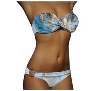 Costume da Bagno Sexy Bandeau Push Up Due Pezzi Bikini Donna Sexy con Ferretto Perizoma Stringate a Vita Bassa Trikini Donna Mare Costumi
