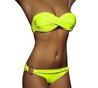 Costume da Bagno Sexy Bandeau Push Up Due Pezzi Bikini Donna Sexy con Ferretto Perizoma Stringate a Vita Bassa Trikini Donna Mare Costumi