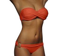 Costume da Bagno Sexy Bandeau Push Up Due Pezzi Bikini Donna Sexy con Ferretto Perizoma Stringate a Vita Bassa Trikini Donna Mare Costumi