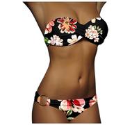 Costume da Bagno Sexy Bandeau Push Up Due Pezzi Bikini Donna Sexy con Ferretto Perizoma Stringate a Vita Bassa Trikini Donna Mare Costumi