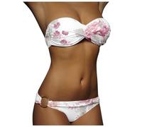 Costume da Bagno Sexy Bandeau Push Up Due Pezzi Bikini Donna Sexy con Ferretto Perizoma Stringate a Vita Bassa Trikini Donna Mare Costumi