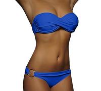 Costume da Bagno Sexy Bandeau Push Up Due Pezzi Bikini Donna Sexy con Ferretto Perizoma Stringate a Vita Bassa Trikini Donna Mare Costumi