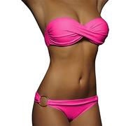 Costume da Bagno Sexy Bandeau Push Up Due Pezzi Bikini Donna Sexy con Ferretto Perizoma Stringate a Vita Bassa Trikini Donna Mare Costumi