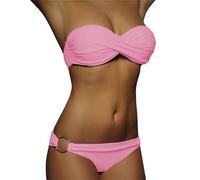 Costume da Bagno Sexy Bandeau Push Up Due Pezzi Bikini Donna Sexy con Ferretto Perizoma Stringate a Vita Bassa Trikini Donna Mare Costumi