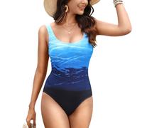 Costume da Bagno Sport Donne Estate Belly Way One Piece Rashguard Sexy Push Up Costumi da Bagno Donne Costume da Bagno Monokini Beachwear(11277 Blu,S)