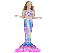 Costume da bagno taglia 50 Estate Bambino Ragazza Stampato Volant Tre Pezzi Costumi Da Bagno Bambino Bambino Costume Bikini 86 Ragazze, Lilla, 6-7 Anni