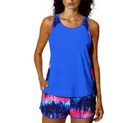 Costume da bagno tankini a due pezzi da donna con controllo della pancia, costume da bagno modesto per le vacanze, costume da bagno da spiaggia con pantaloncini per l'estate, Blu, S
