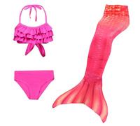 Costume da Bagno Tre Pezzi Costume Coda Colorata Costume Intero con Maniche Lunghe 4-13 Anni con Bikini Cosplay
