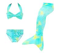 Costume da Bagno Tre Pezzi Costume Coda Colorata Costume Intero con Maniche Lunghe 4-13 Anni con Bikini Cosplay