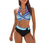 Costume Da Bagno Un Pezzo Bambina Costumi da Bagno Due Pezzi per Le Donne a Vita Alta Blocchi di Colore Set Bikini Frontale Costume Calcio Uomo, blu, XXL