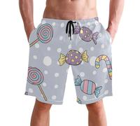 Costume da Bagno Uomo Candy Sweet Print Costume da Bagno Regolabile Vita Elastica Calzoncini, per Estate, Allenamento Casa, Vacanze, S