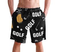 Costume da Bagno Uomo Golf Equipment Pattern Print Costume da Spiaggia con Taschino Vita Elastica Calzoncini, per Allenamento Casa, Vacanze, Spiaggia, XL