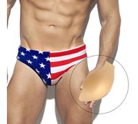 Costume da bagno uomo spiaggia con motivo bandiera americana e design sexy vita