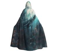 Costume da balena sottomarina con stampa, mantello con cappuccio lungo per Halloween, mantello natalizio per Halloween