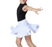 Costume Da Ballo Latino Per Bambina Con Body E Gonna In Due Pezzi, Jazz A Forma Di Foglia Di Loto, Per Salsa Tango (Color : White, Size : 120)