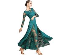 Costume Da Ballo Standard Nazionale Di Valzer Moderno In Seta Di Latte Di Pizzo, Vestito Da Ballo Liscio, Valzer, Ballo Di Tango, Costumi Di Danza Standard Nazionali ( Color : Dark Green , Size : S )