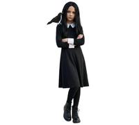 Costume da bambina Dark Fantasy Book Character - Abito nero con parrucca e corvo - Costumi per bambini Giornata mondiale del libro Never Story Hero Gothic Fancy Dress Outfit gotico