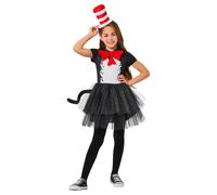 Costume Da Bambina Del Gatto Con Il Cappello Di Dr Seuss