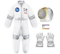 Costume da bambino di halloween da astronauta abito da spettacolo Costume astronauta Bambino con astronauta casco e astronauta guanti per ragazzi, ragazze regali di Halloween (giallo chiaro, 4-5 anni)