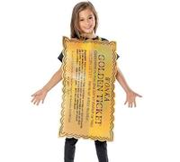 Rubies costume ufficiale da Willy Wonka e The Chocolate Factory Golden Ticket, unisex, taglia M, età 5-8 anni, oro